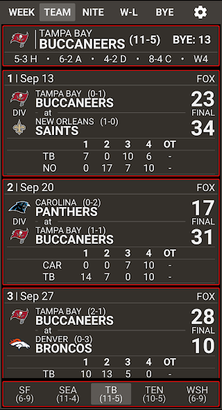 VS. 2024 NFL Schedule & Scores