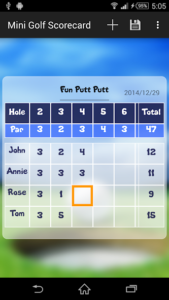 Mini Golf Scorecard