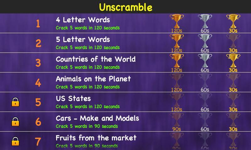 Unscramble Jumbled Words Games