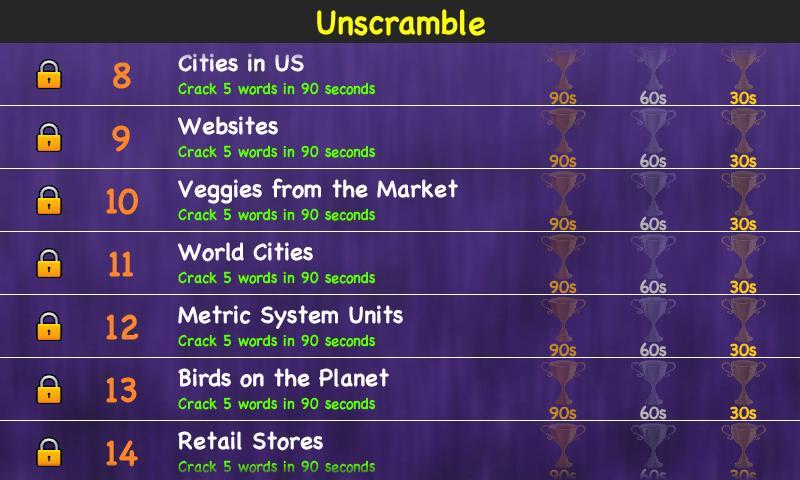 Unscramble Jumbled Words Games