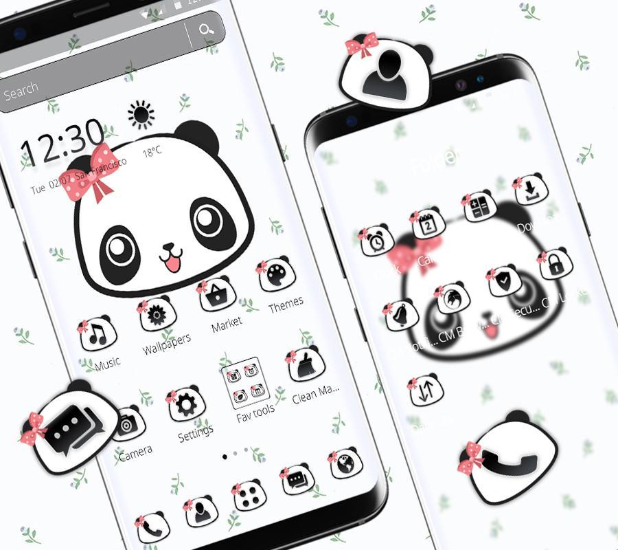Cute Lovely Panda Bow Theme
