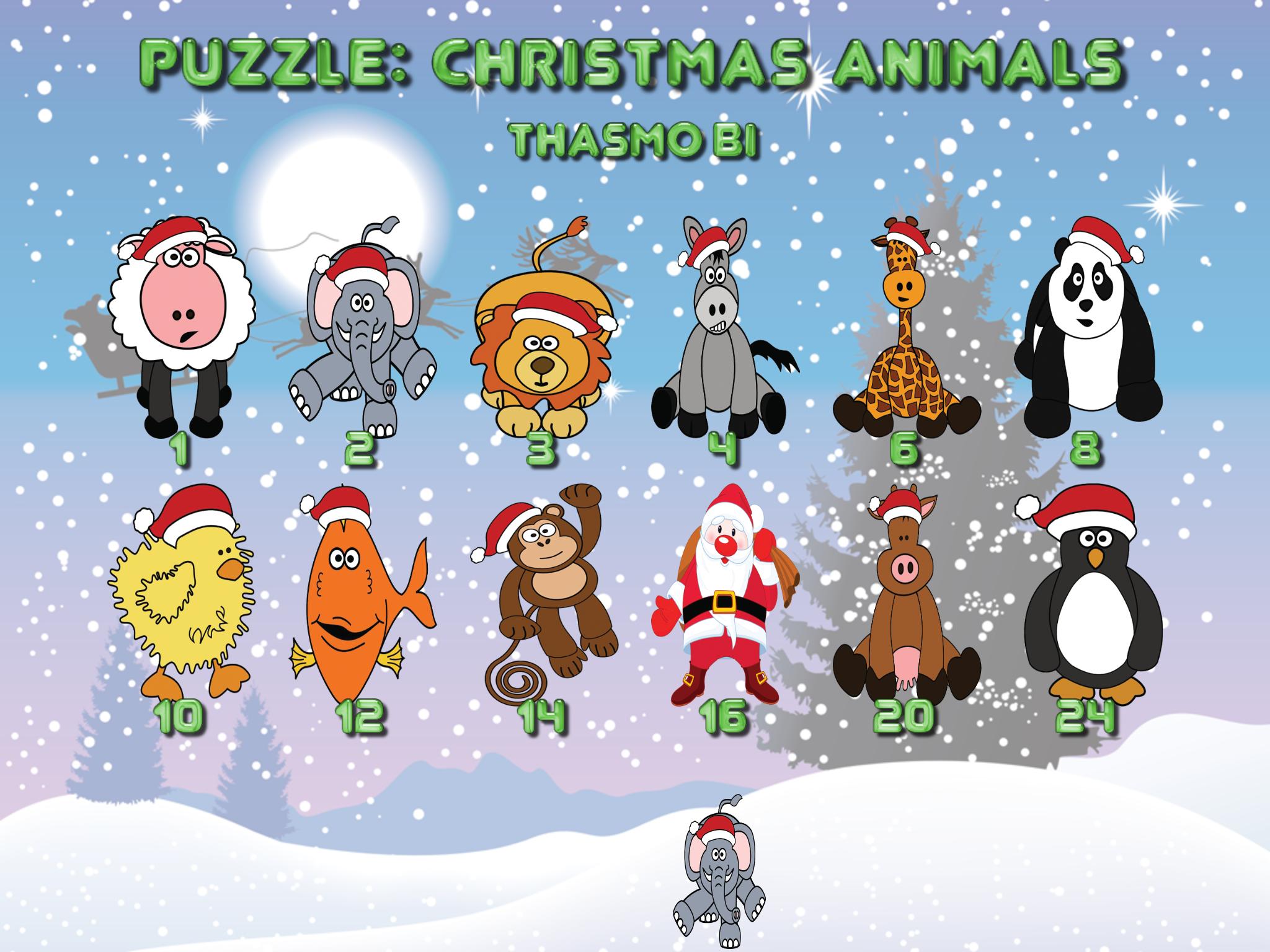 Puzzle: Christmas animals HD