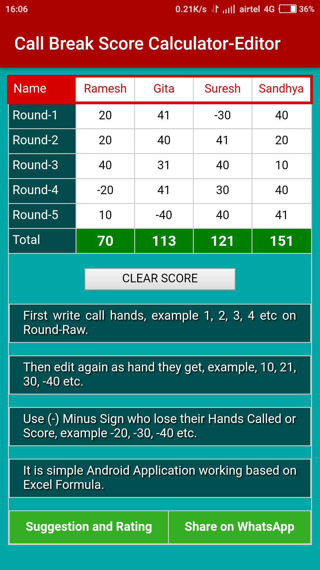 Call Break Point Calculator Multiplayer-Offline