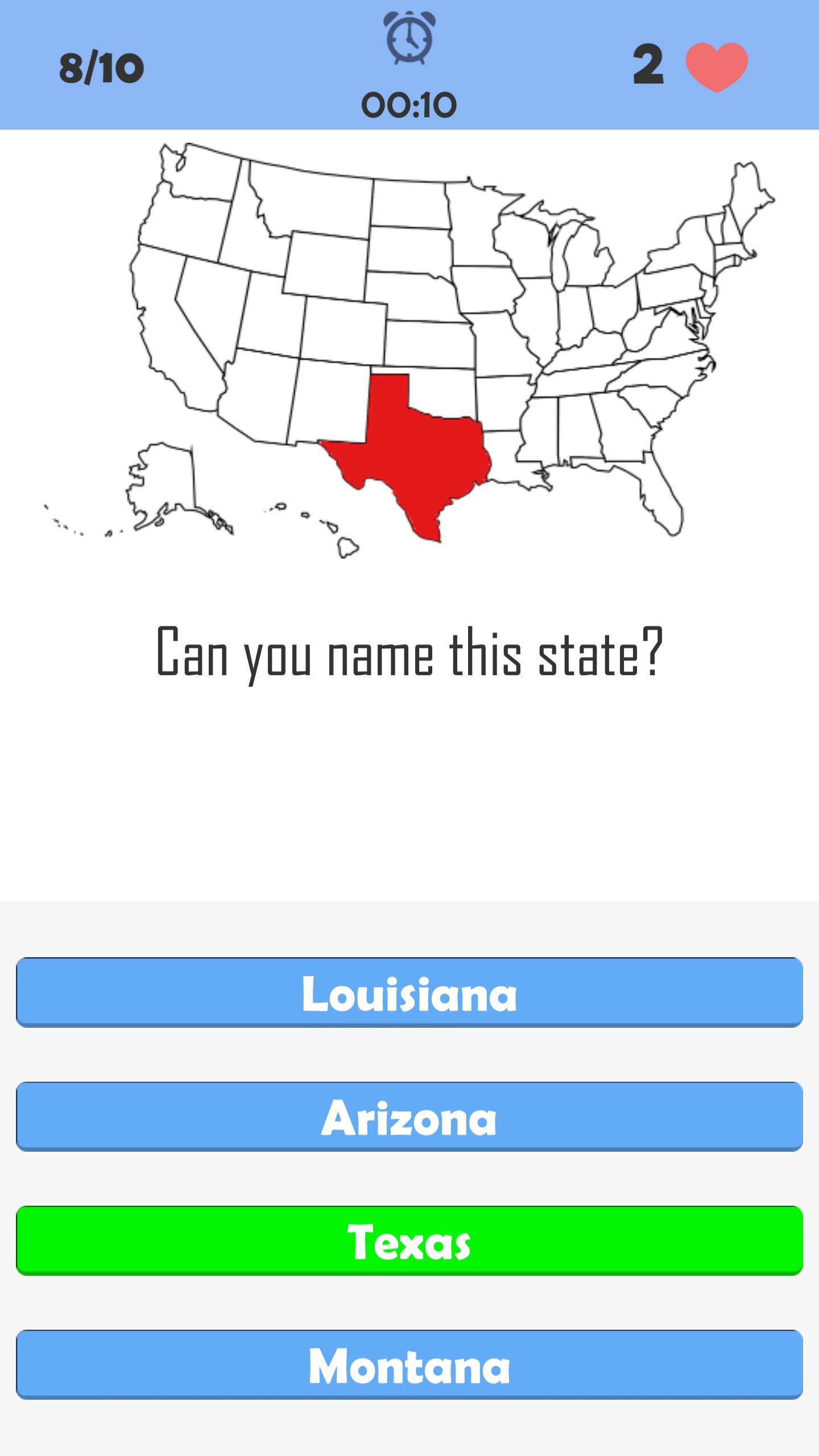 US States and Capitals Quiz