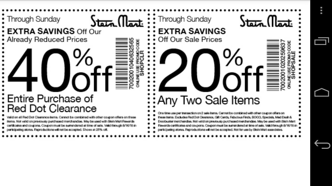 Coupons for Stein Mart