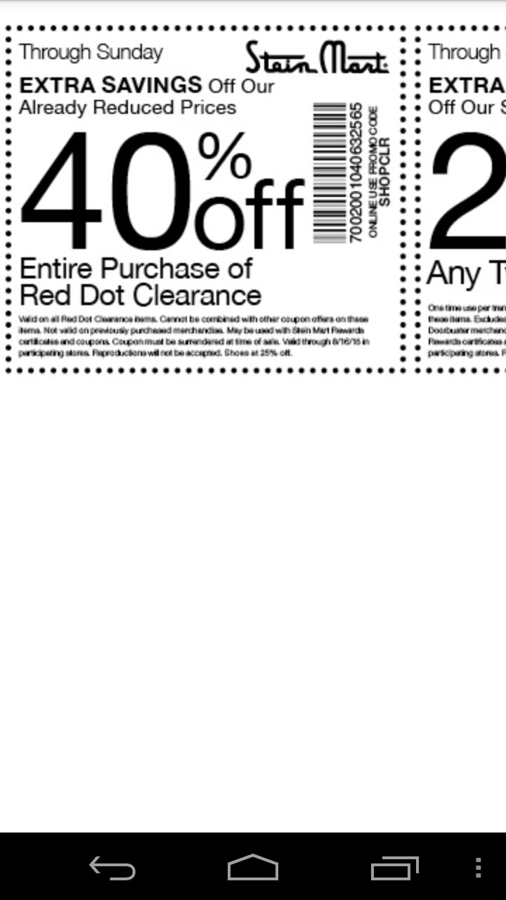 Coupons for Stein Mart