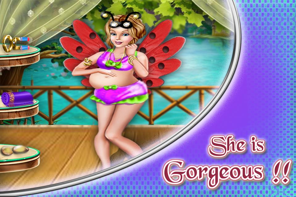 Ice Princess Pregnant Sauna Bath with Dotted  Bug