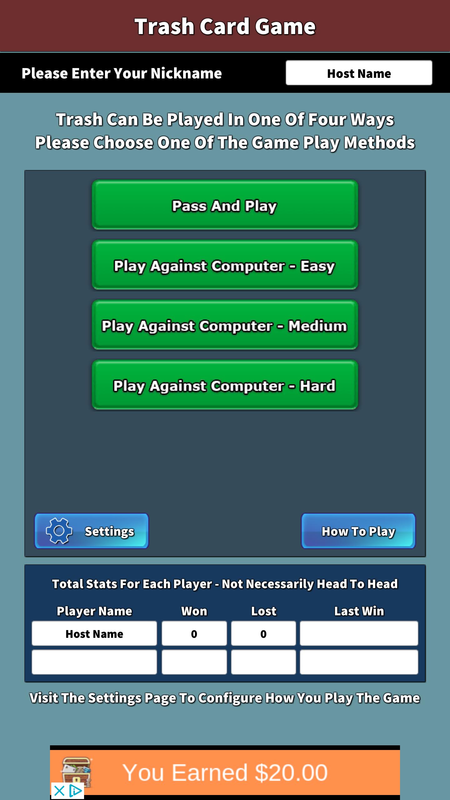Trash Card Game
