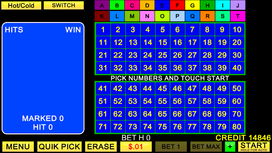 Keno 20 Card
