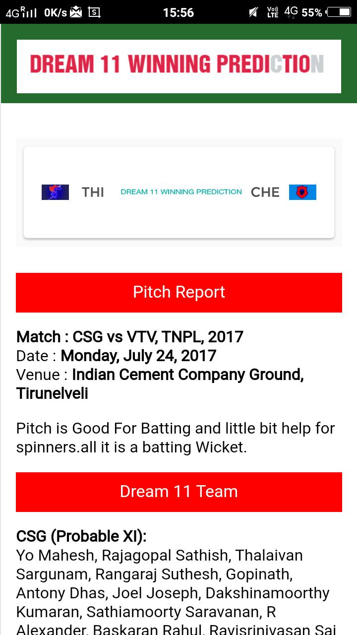 Dream 11 Predictor