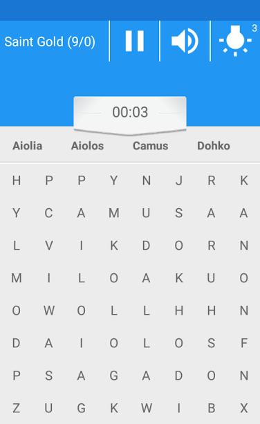 SAINT SEIYA WORD SEARCH