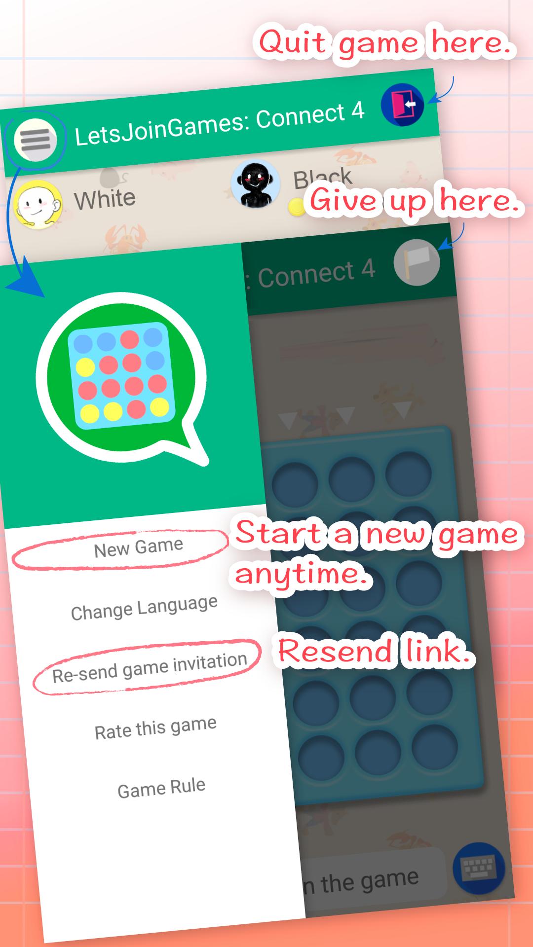 Connect 4 for Whatsapp