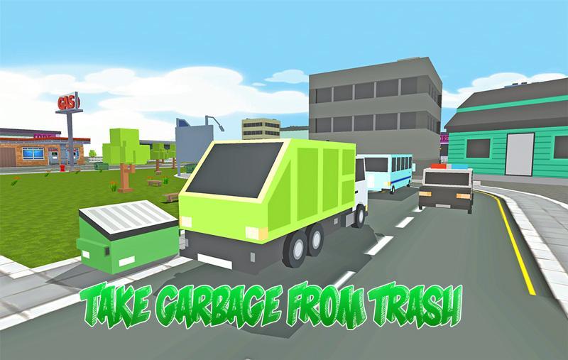 Blocky Garbage Truck Transport