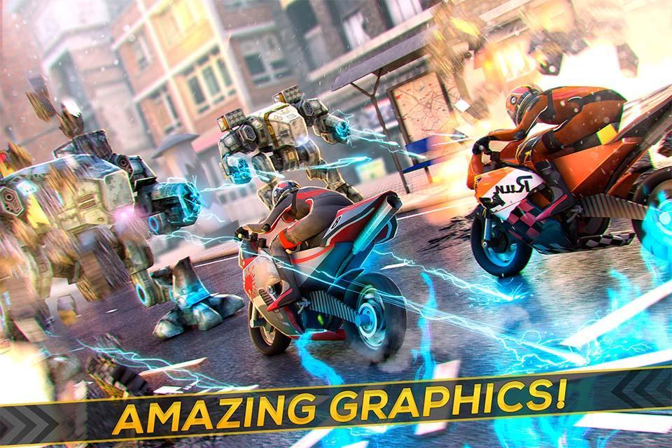 Moto Racing - Shooting Robots